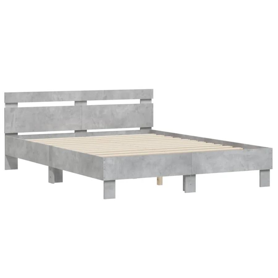 Cadre de lit avec LED sans matelas gris béton 140x200 cm - 6