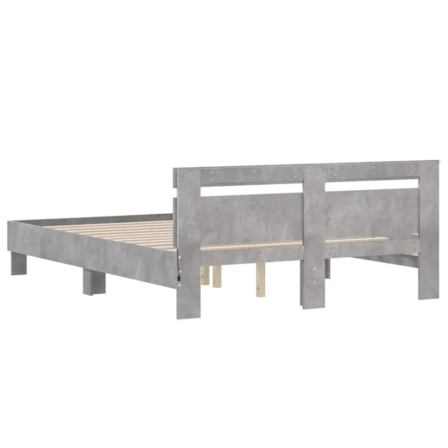 Cadre de lit avec LED sans matelas gris béton 140x200 cm - 9