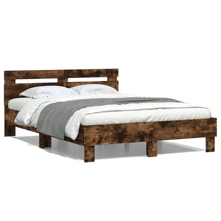 Cadre de lit sans matelas chêne fumé 135x190 cm - 2