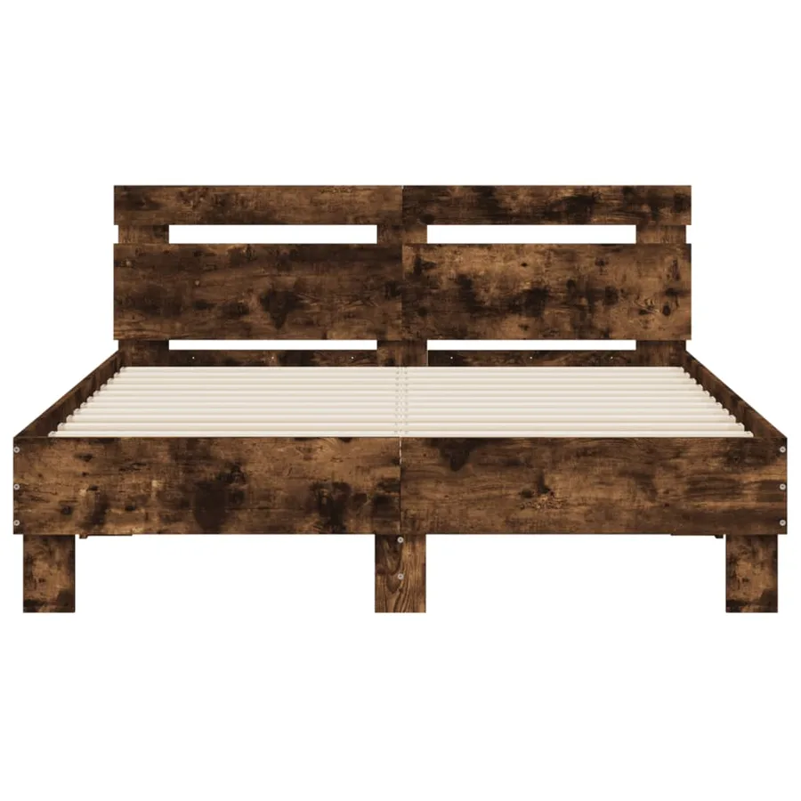 Cadre de lit sans matelas chêne fumé 135x190 cm - 5