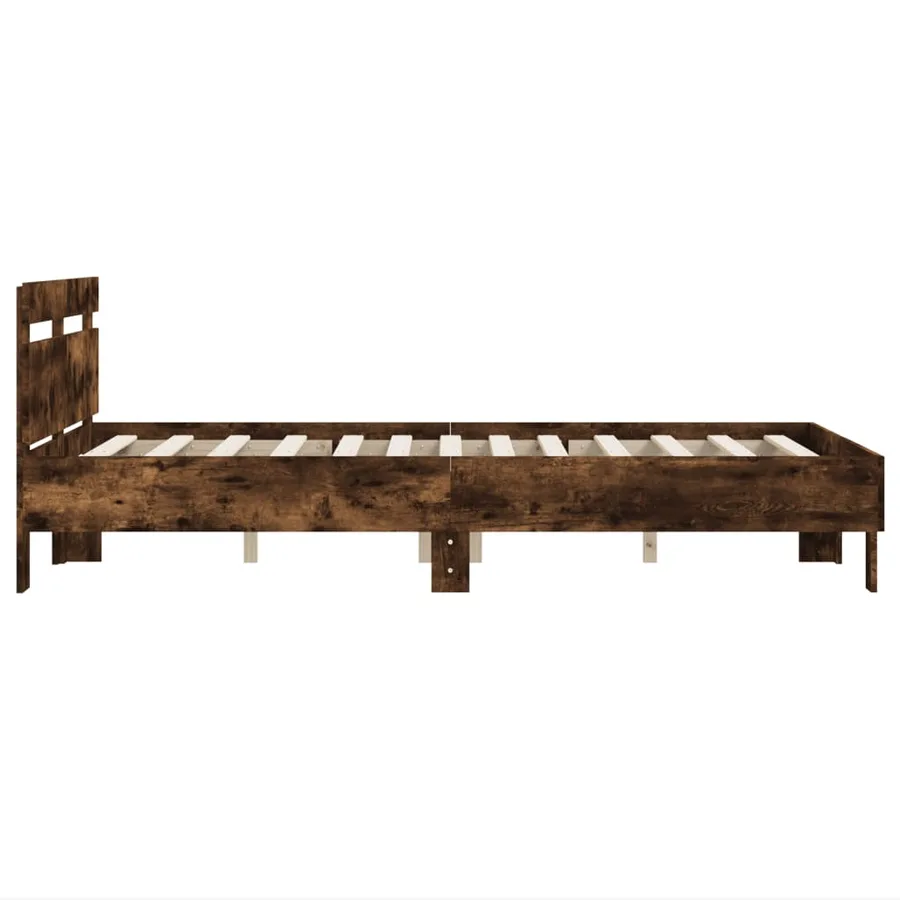 Cadre de lit sans matelas chêne fumé 135x190 cm - 6