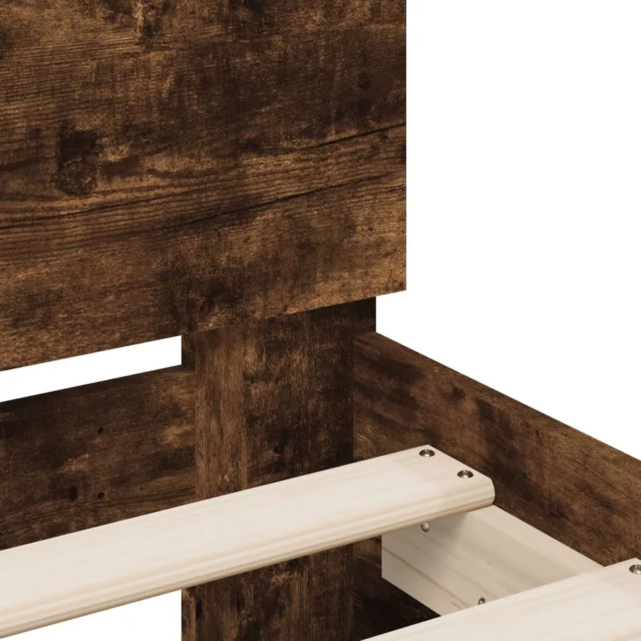 Cadre de lit sans matelas chêne fumé 135x190 cm - 8