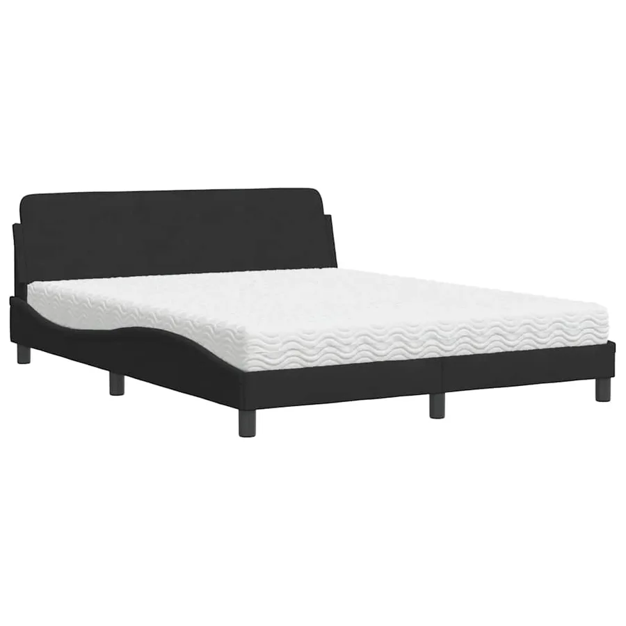 Lit avec matelas Dover noir 160x200 cm velours - 2