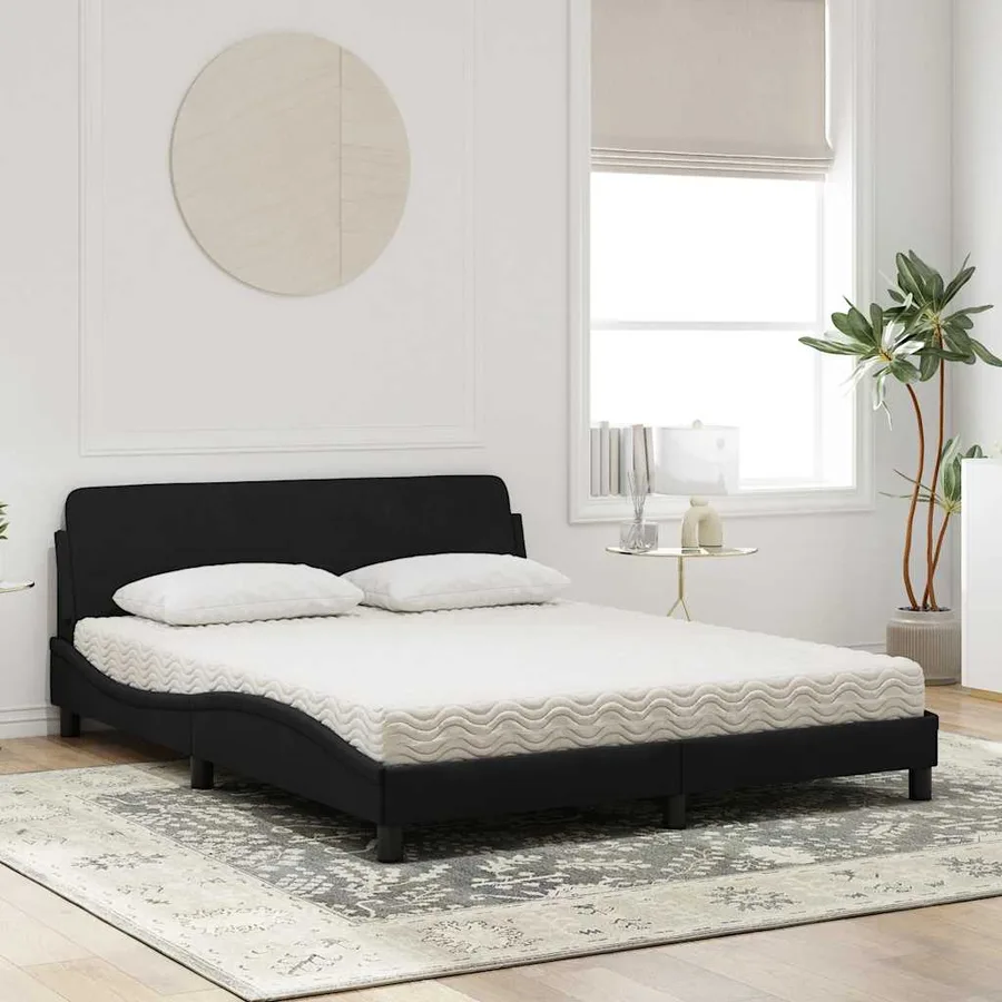 Lit avec matelas Dover noir 160x200 cm velours - 3