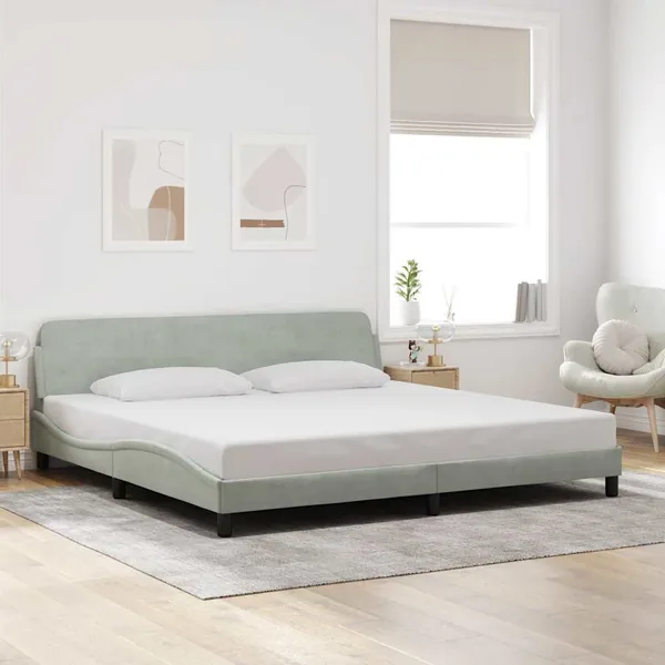 Cadre de lit Dover gris clair 200x200 cm velours