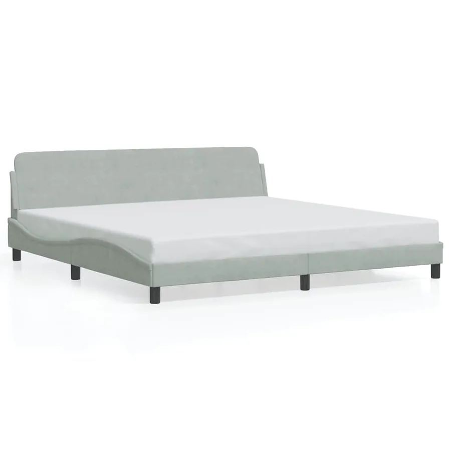 Cadre de lit Dover gris clair 200x200 cm velours - 2
