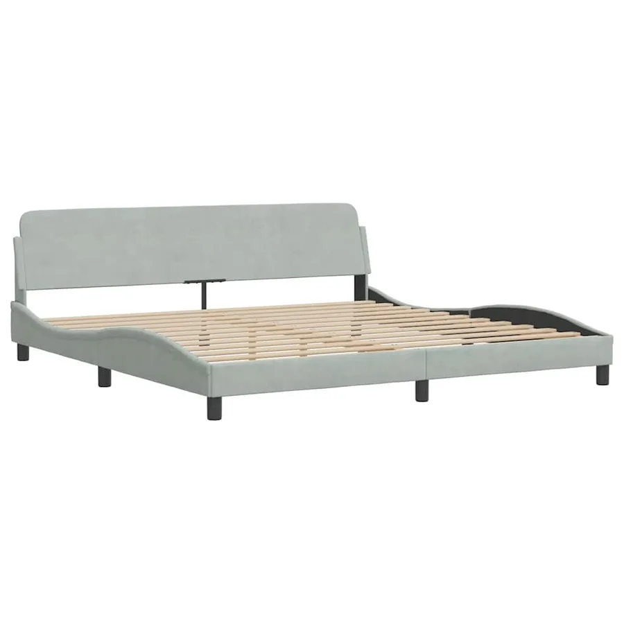 Cadre de lit Dover gris clair 200x200 cm velours - 3