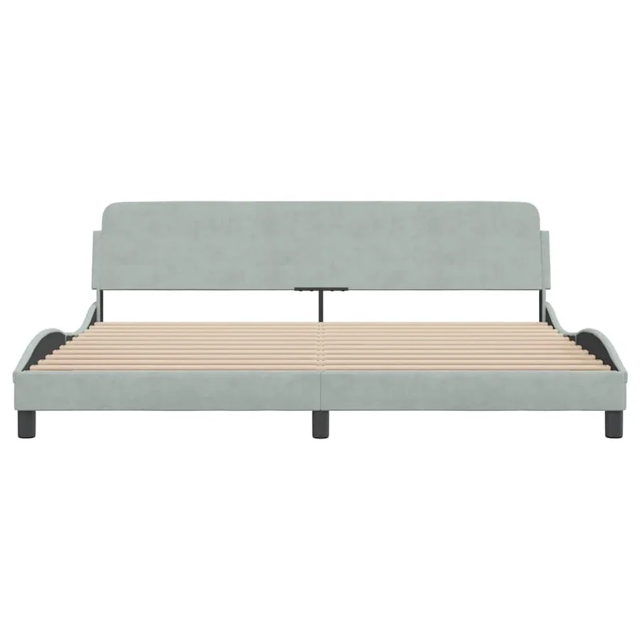 Cadre de lit Dover gris clair 200x200 cm velours - 4