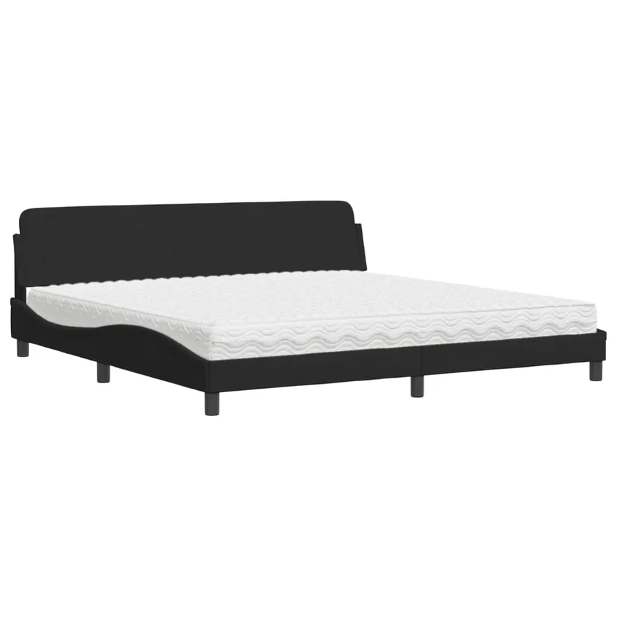 Lit avec matelas Dover noir 200x200 cm velours - 2