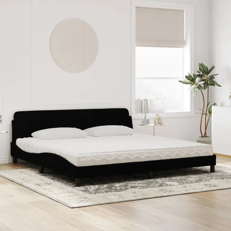 Lit avec matelas Dover noir 200x200 cm velours - 3
