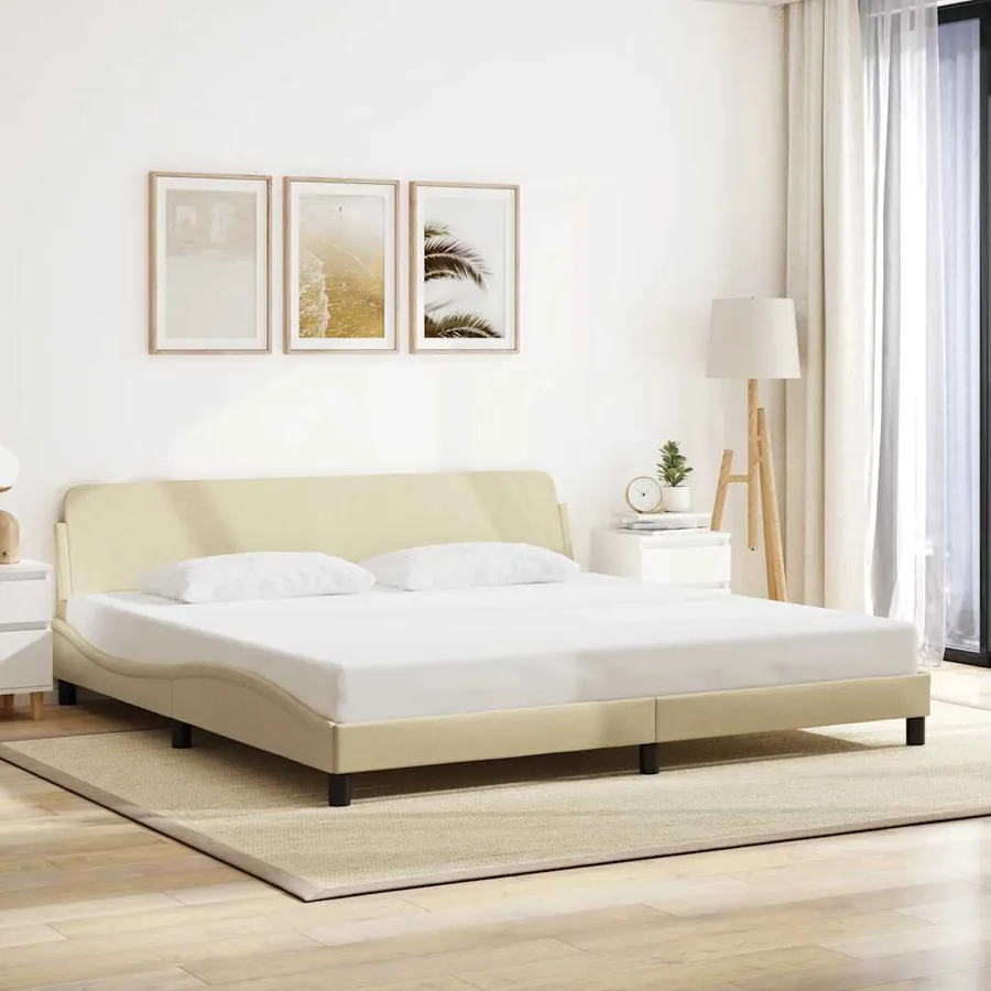 Cadre de lit Dover crème 200x200 cm tissu
