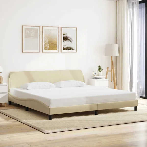 Cadre de lit Dover crème 200x200 cm tissu