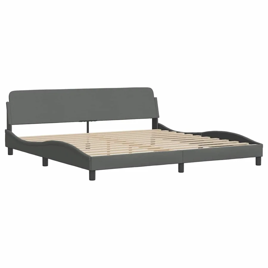 Cadre de lit Dover gris foncé 200x200 cm tissu - 3