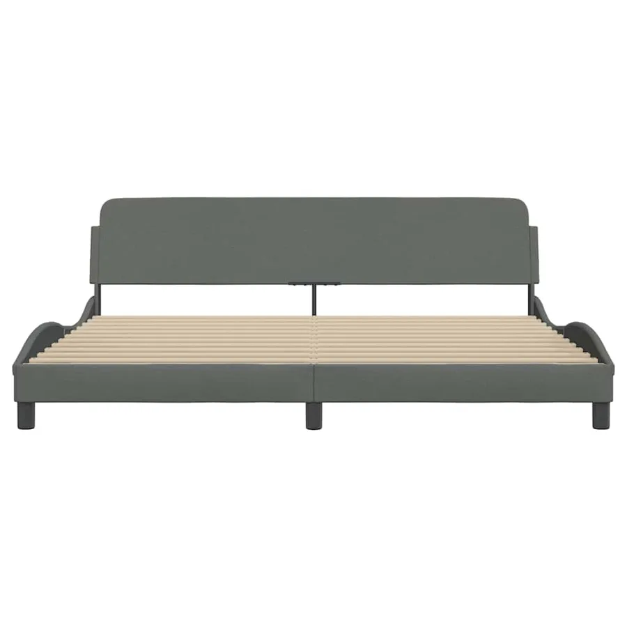 Cadre de lit Dover gris foncé 200x200 cm tissu - 4