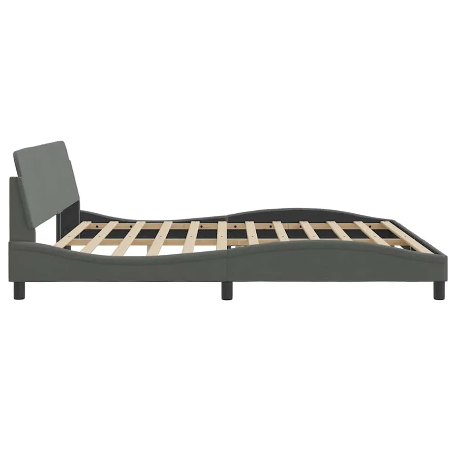 Cadre de lit Dover gris foncé 200x200 cm tissu - 5
