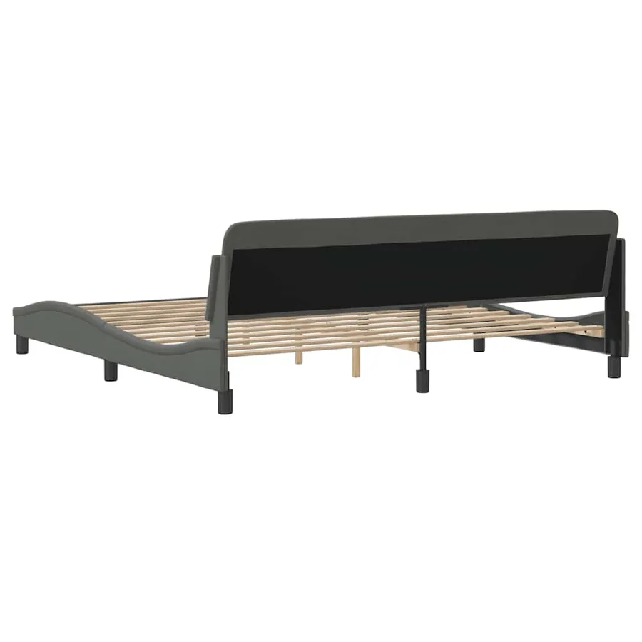 Cadre de lit Dover gris foncé 200x200 cm tissu - 6