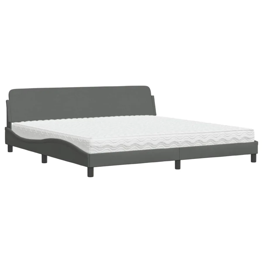 Lit avec matelas Dover gris foncé 200x200 cm tissu - 2