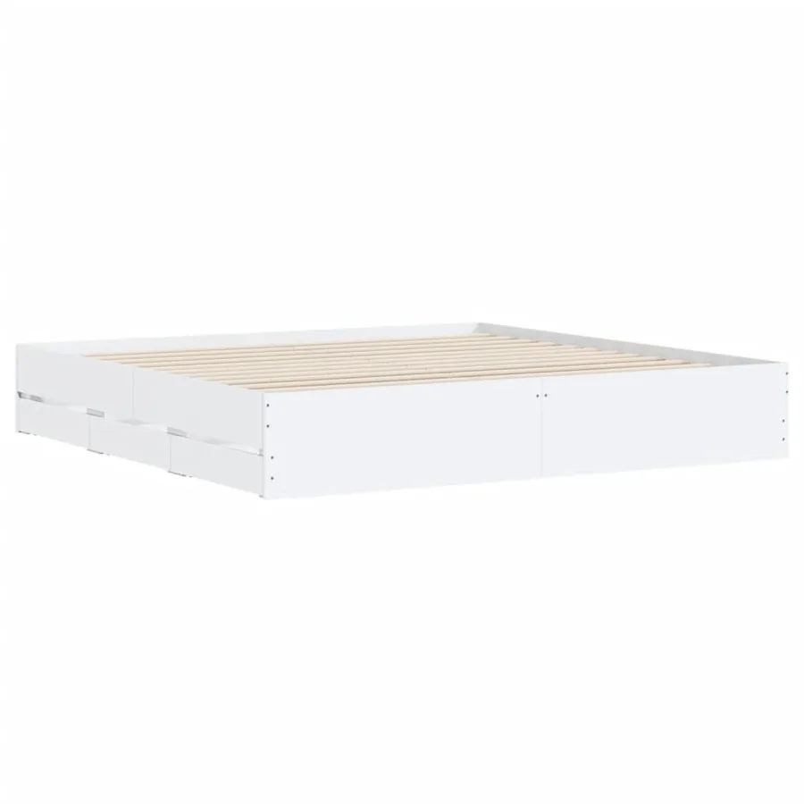 Cadre de lit avec tiroirs sans matelas blanc 180x200 cm - 4