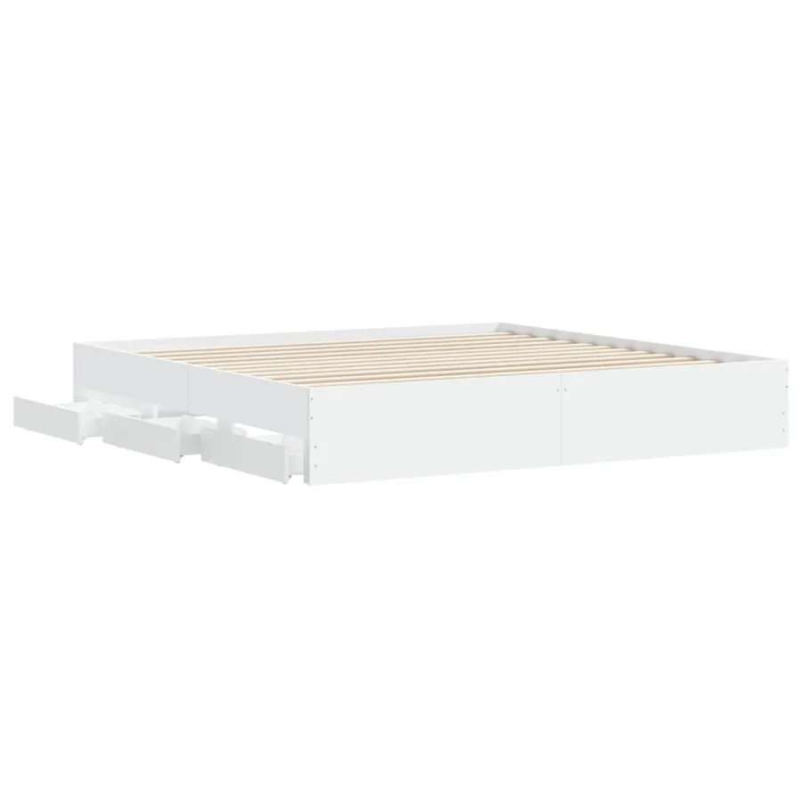 Cadre de lit avec tiroirs sans matelas blanc 180x200 cm - 5