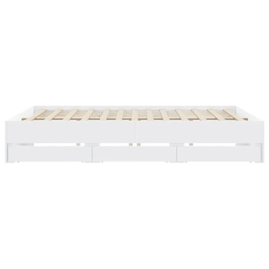 Cadre de lit avec tiroirs sans matelas blanc 180x200 cm - 7