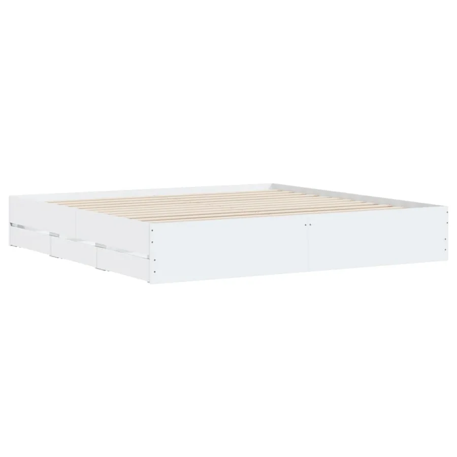 Cadre de lit avec tiroirs sans matelas blanc 180x200 cm - 8