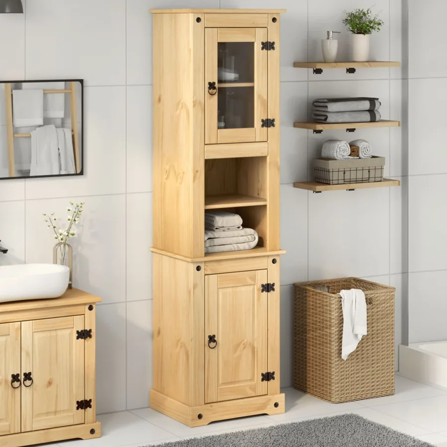 Armoire de salle de bain Corona 50x40x185 cm bois de pin massif - 3