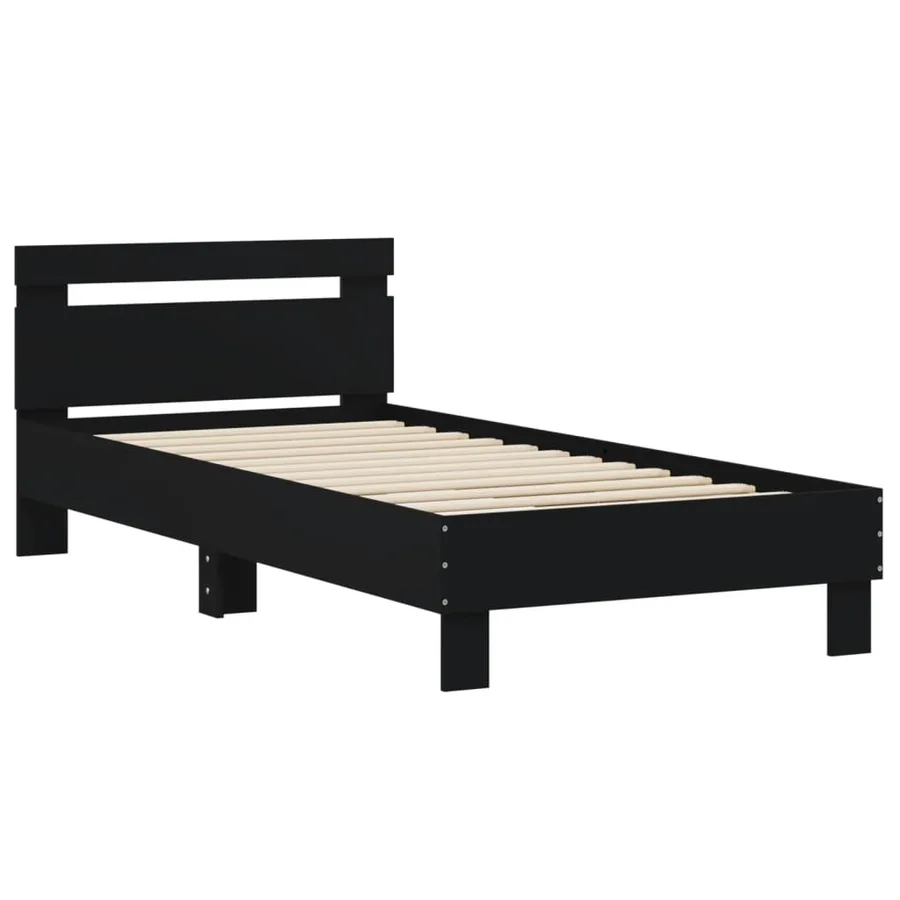 Cadre de lit sans matelas avec tête de lit noir 75x190 cm - 3