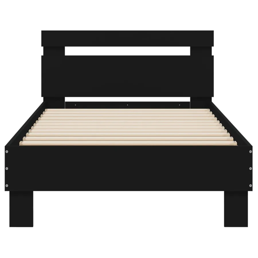 Cadre de lit sans matelas avec tête de lit noir 75x190 cm - 5