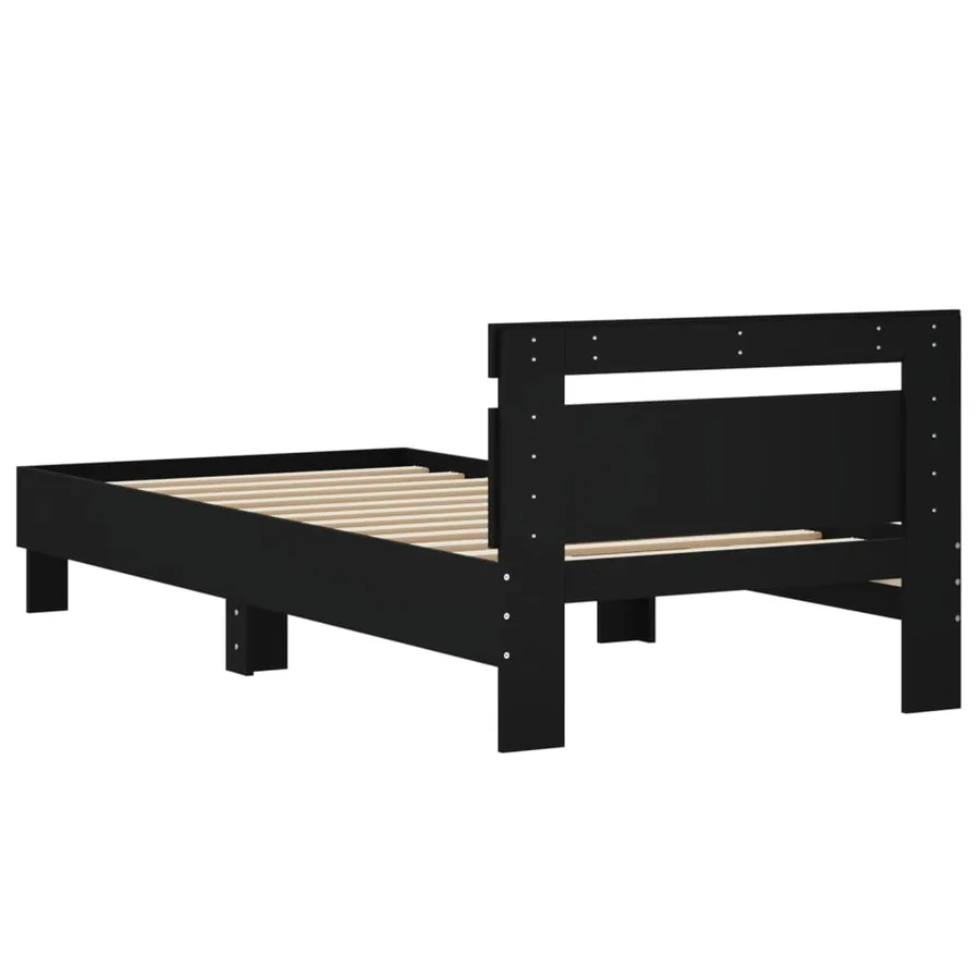 Cadre de lit sans matelas avec tête de lit noir 75x190 cm - 7
