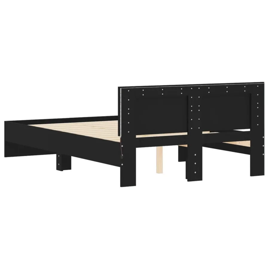 Cadre de lit avec LED sans matelas noir 135x190 cm - 9