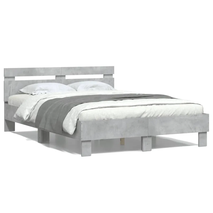 Cadre de lit sans matelas gris béton 120x190 cm - 2