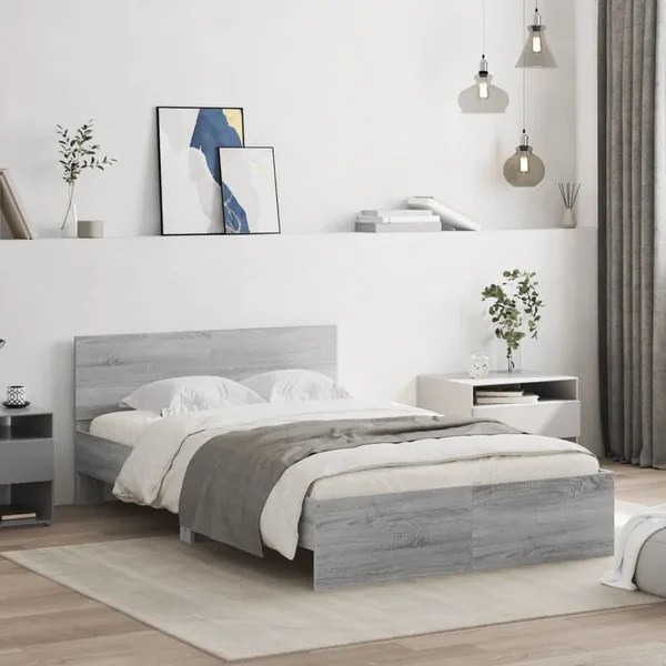 Cadre de lit sans matelas sonoma gris 120x190 cm