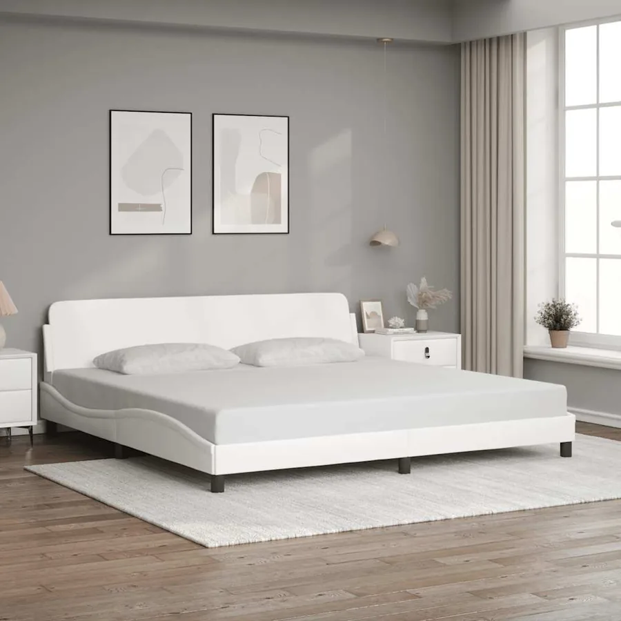 Cadre de lit Dover blanc 200x200 cm similicuir