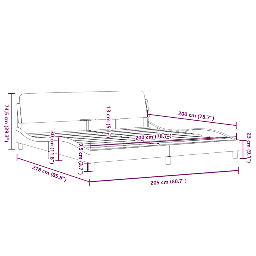 Cadre de lit Dover blanc 200x200 cm similicuir - 9