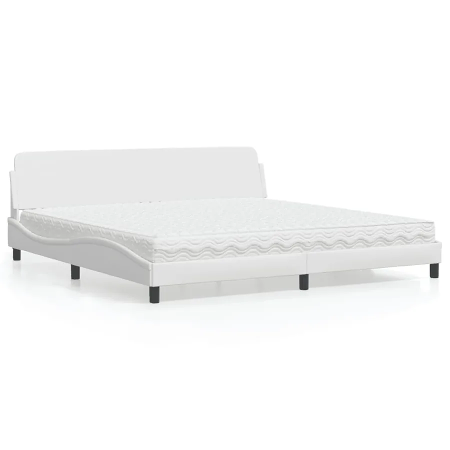 Lit avec matelas Dover blanc 200x200 cm similicuir