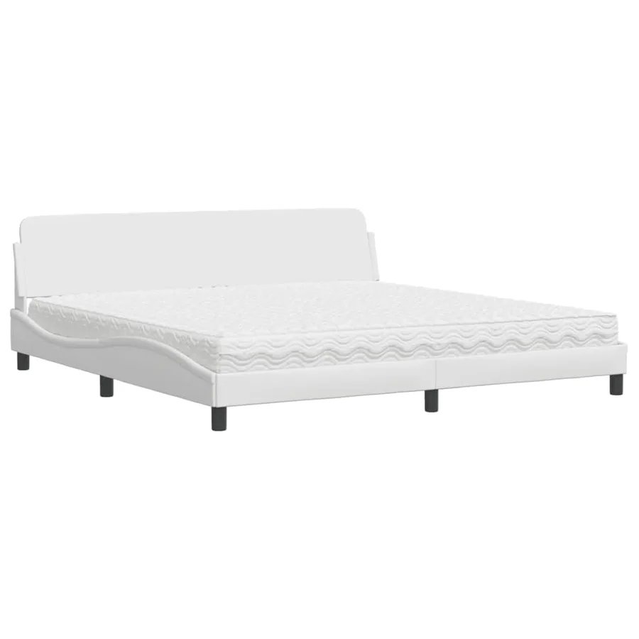 Lit avec matelas Dover blanc 200x200 cm similicuir - 2