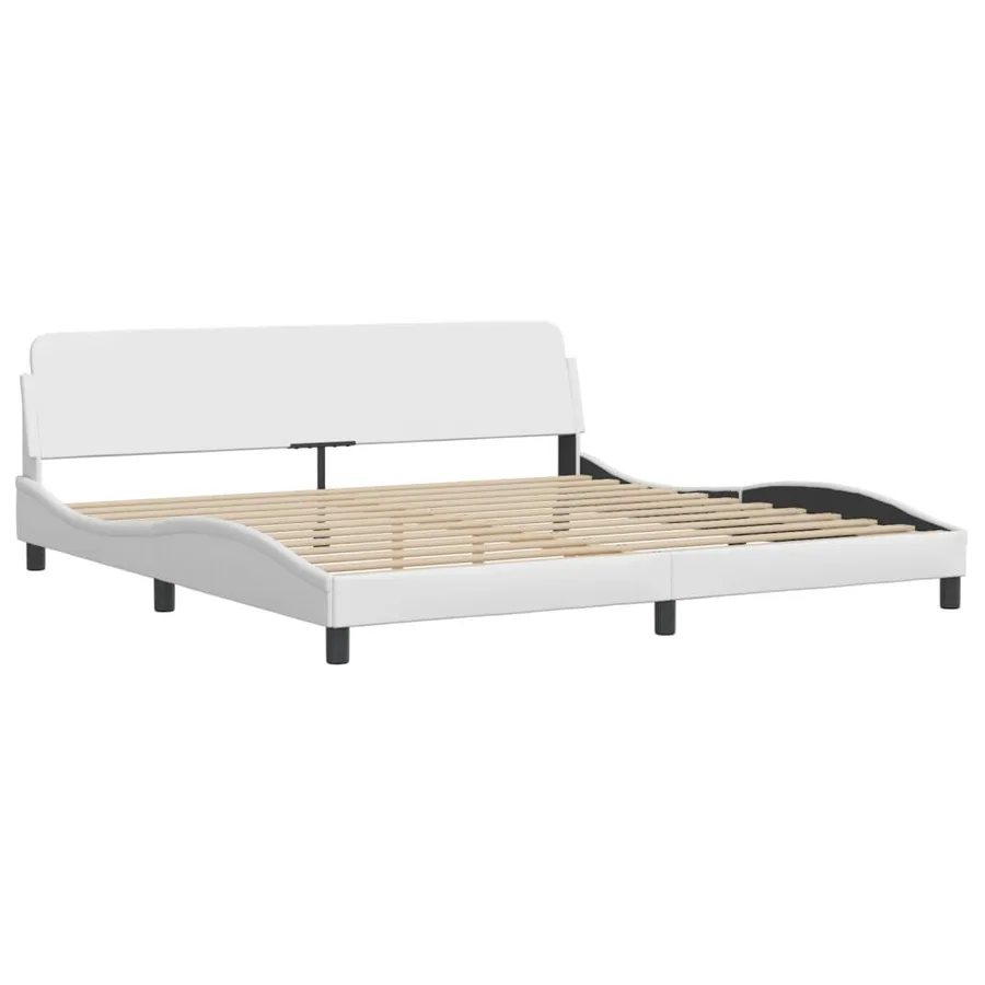 Lit avec matelas Dover blanc 200x200 cm similicuir - 4