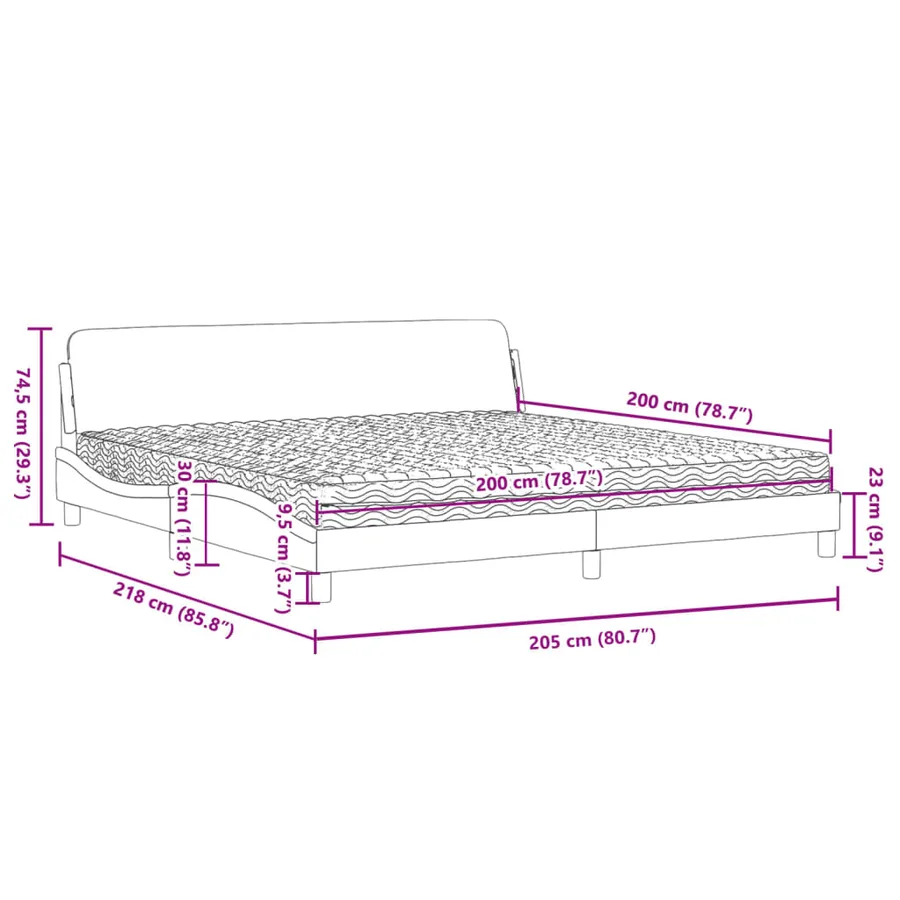 Lit avec matelas Dover blanc 200x200 cm similicuir - 9
