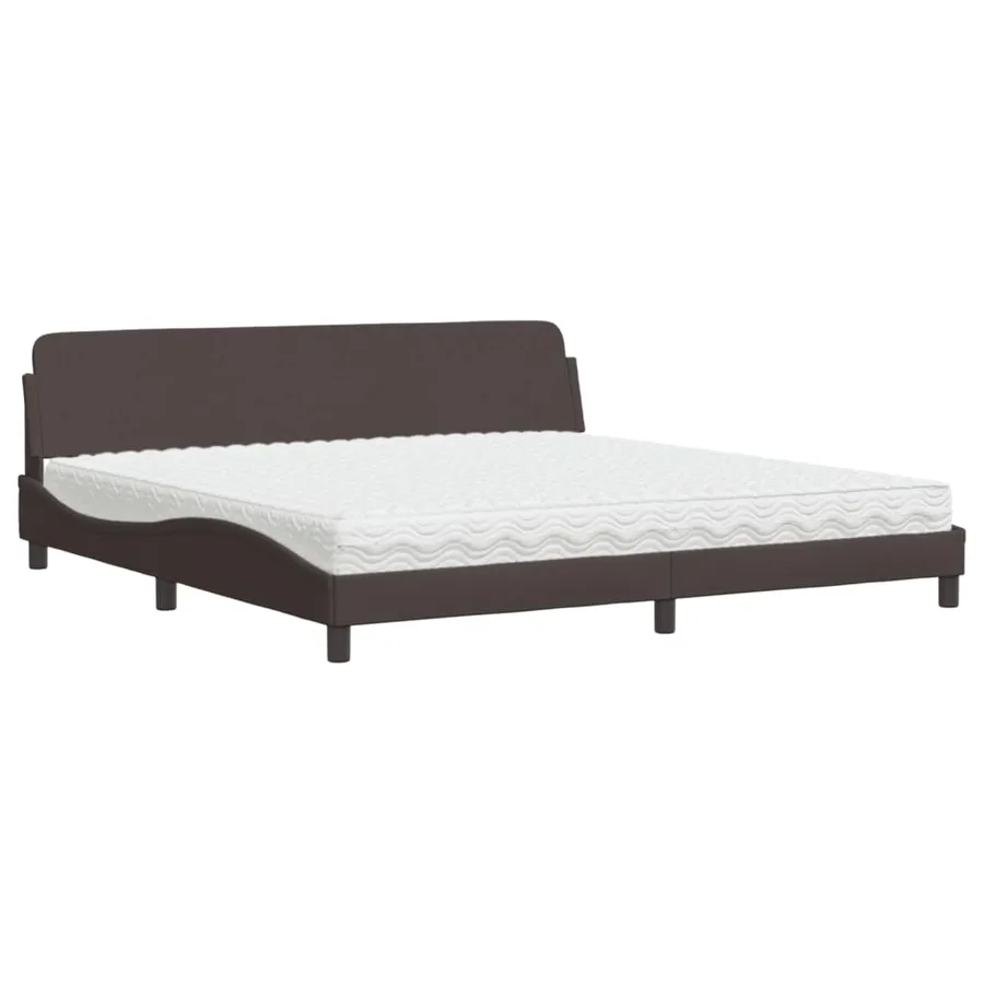 Lit avec matelas Dover marron foncé 200x200 cm tissu - 2