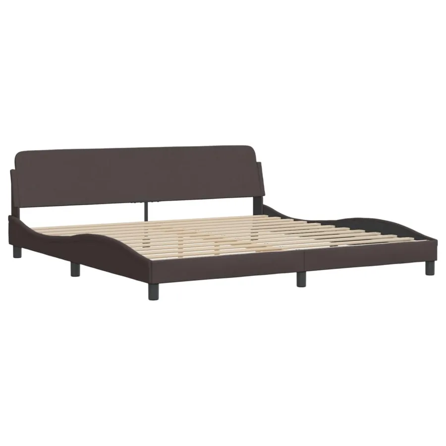 Lit avec matelas Dover marron foncé 200x200 cm tissu - 4