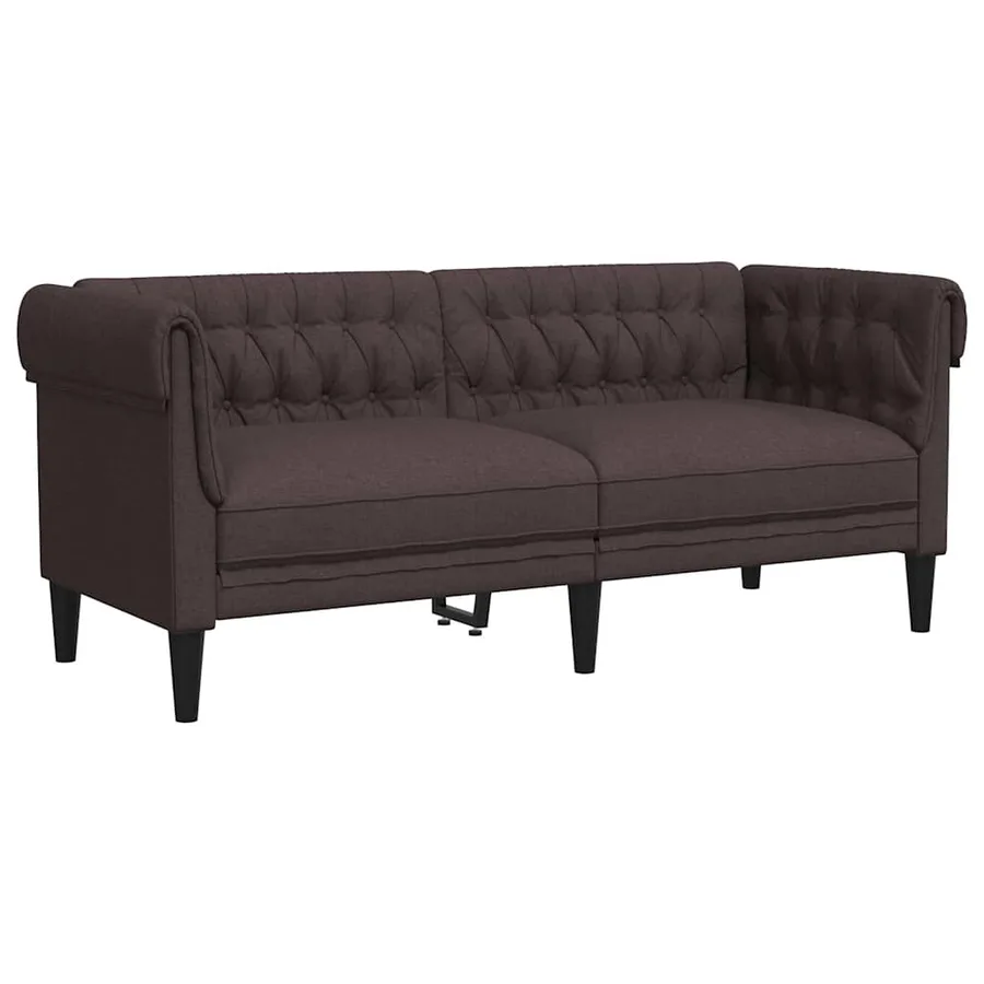 Canapé Chesterfield 2 places marron foncé tissu - 2