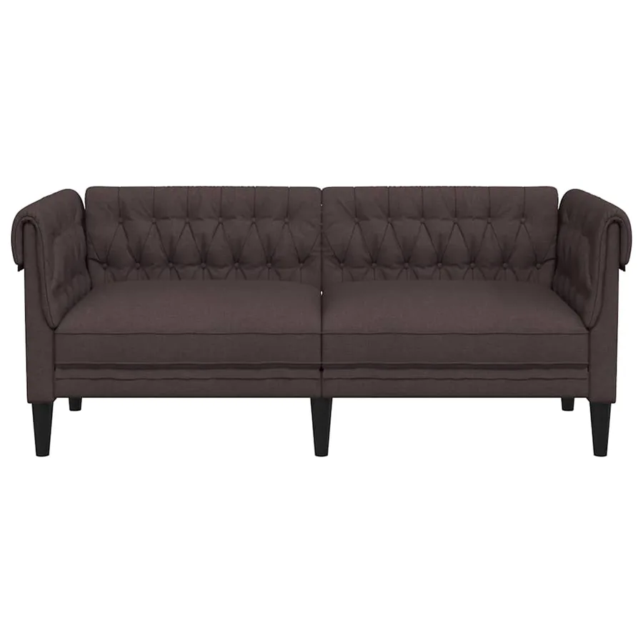 Canapé Chesterfield 2 places marron foncé tissu - 4