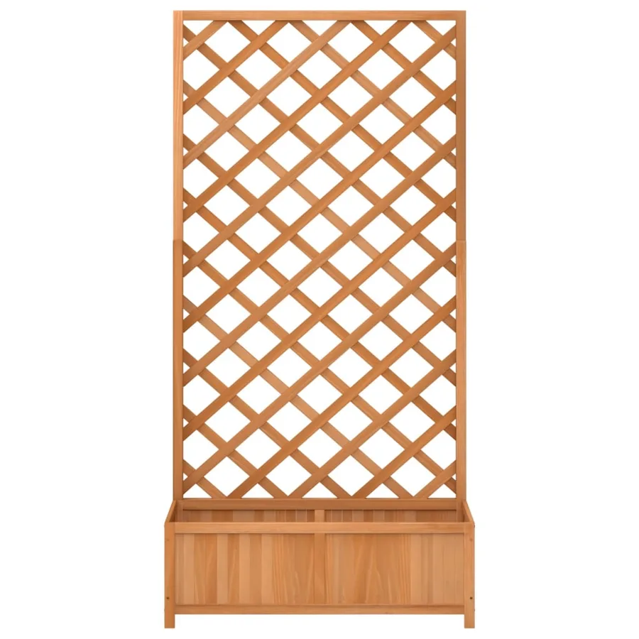 Jardinière avec treillis marron bois massif de sapin - 4