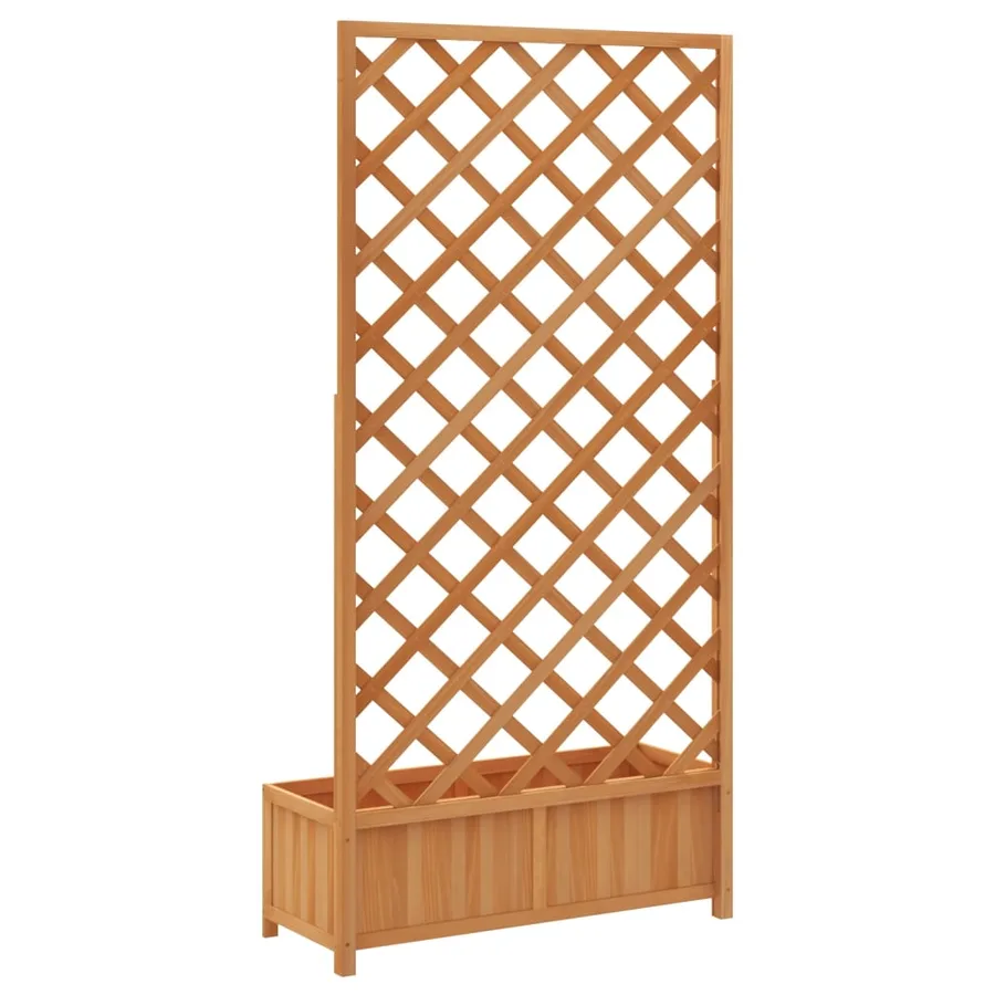 Jardinière avec treillis marron bois massif de sapin - 6