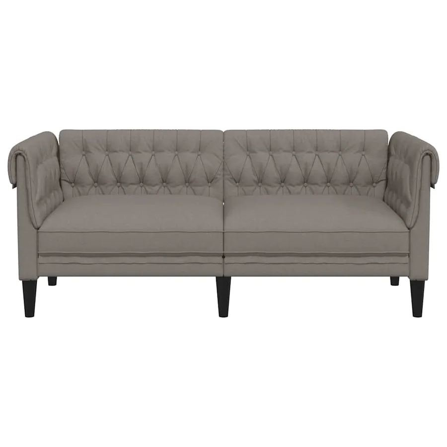 Canapé Chesterfield 2 places taupe tissu - 4