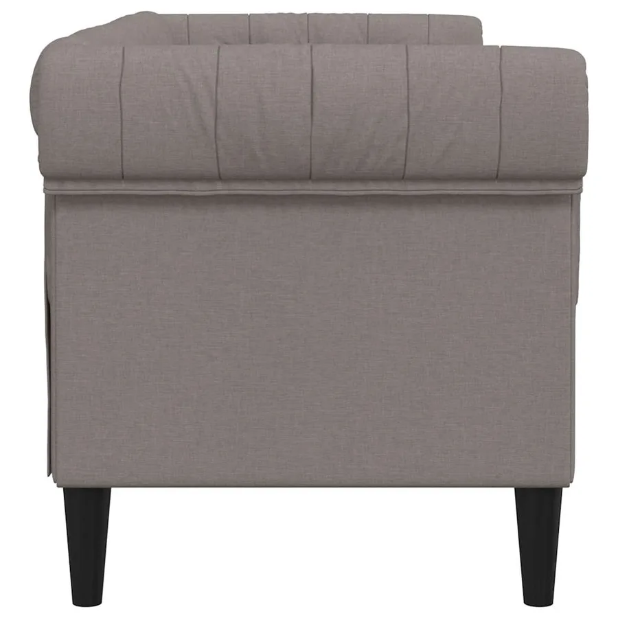 Canapé Chesterfield 2 places taupe tissu - 5