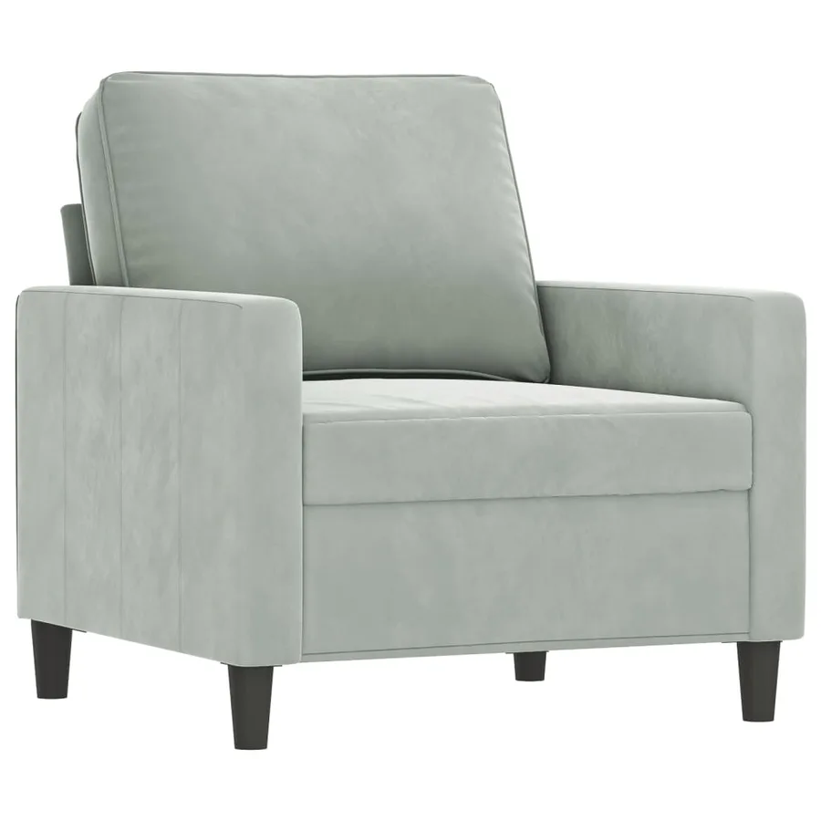 Ensemble de canapés 3 pcs avec coussins gris clair velours - 3