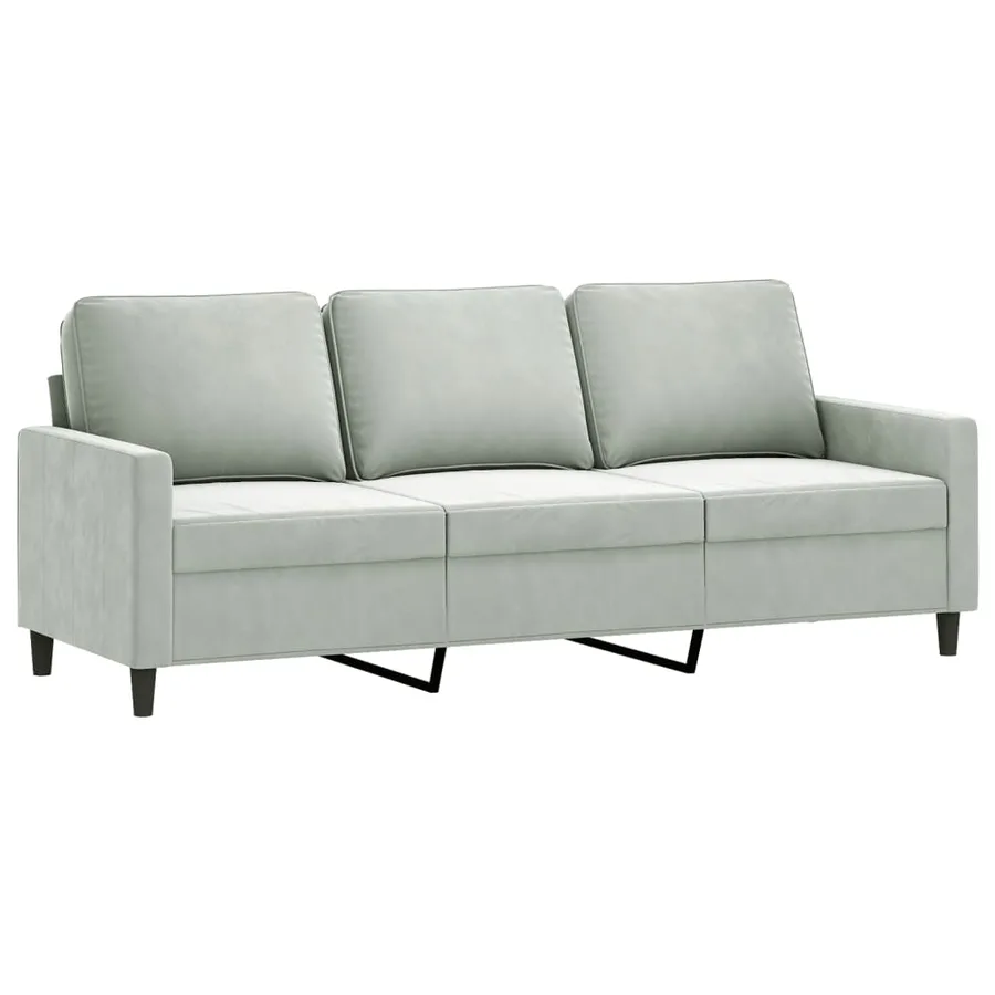 Ensemble de canapés 3 pcs avec coussins gris clair velours - 5