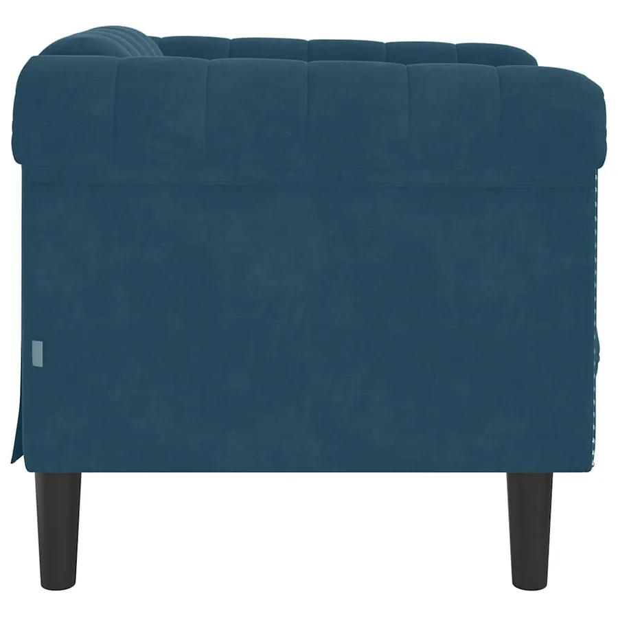 Fauteuil bleu velours - 5