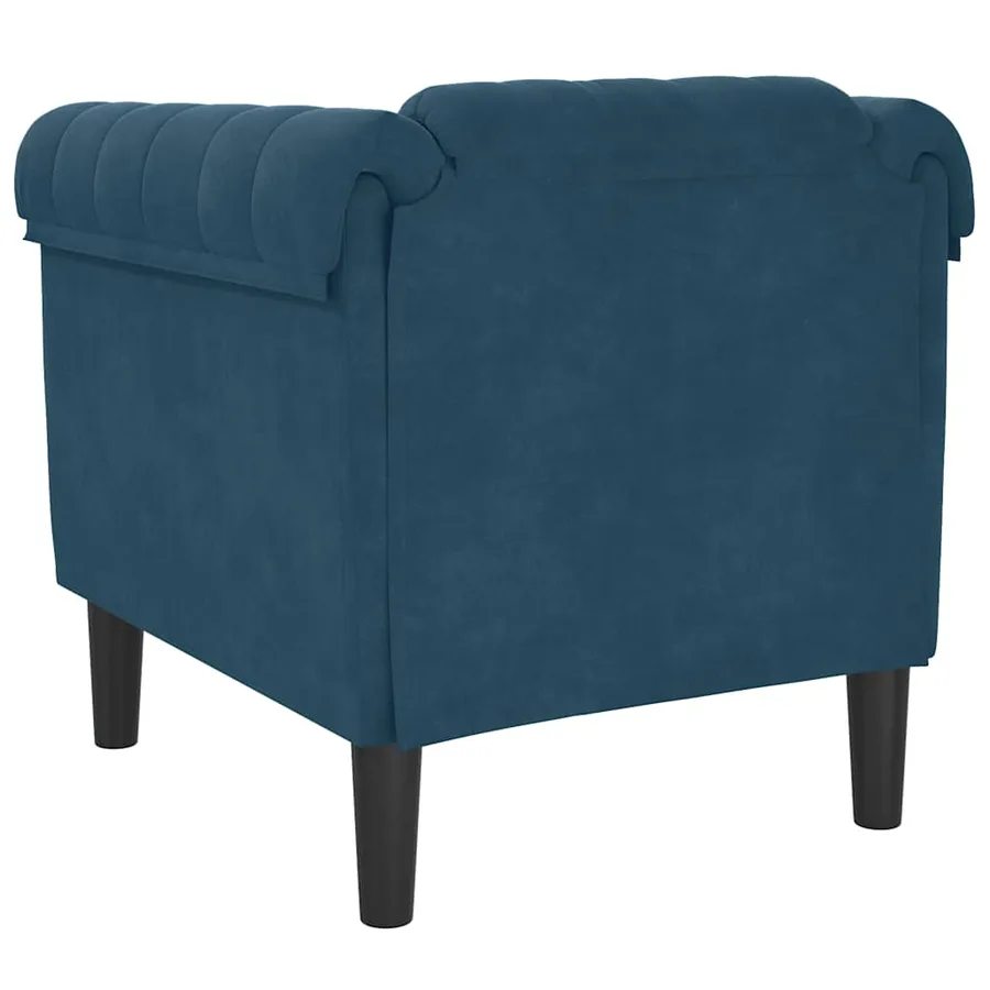 Fauteuil bleu velours - 6